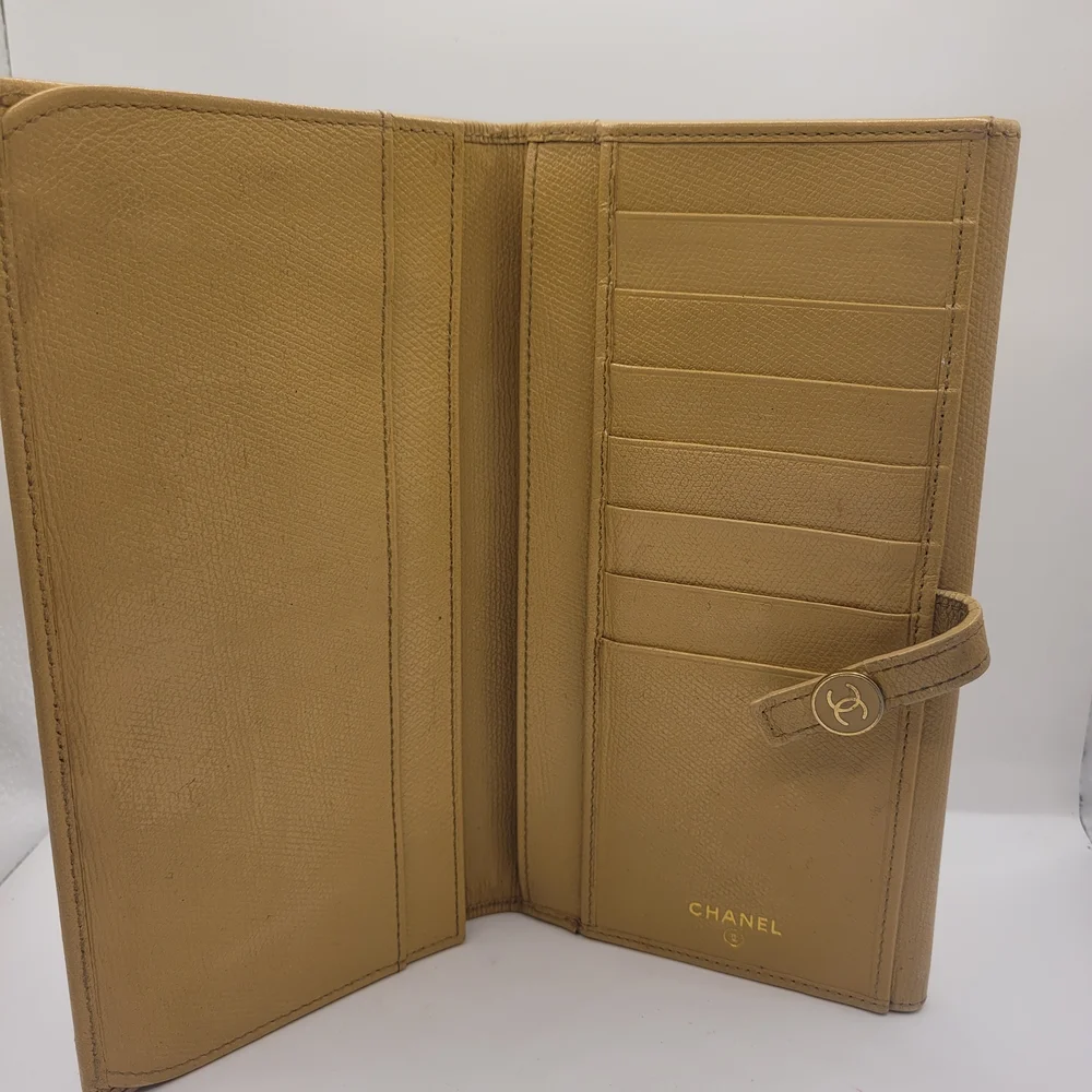 Chanel Beige Leather Wallet